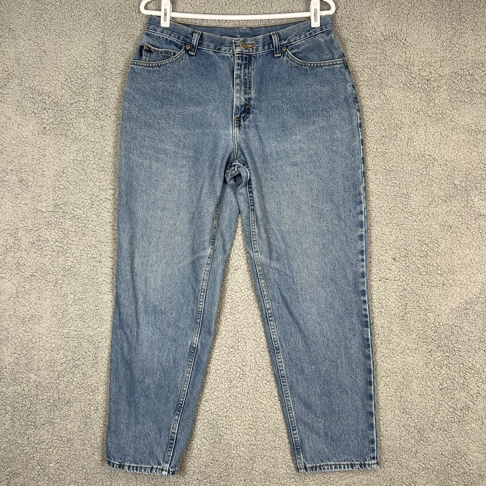 Chic Jeans Women's 14 Petite Blue Denim High Waist Measures 31x29 Mom Tapered